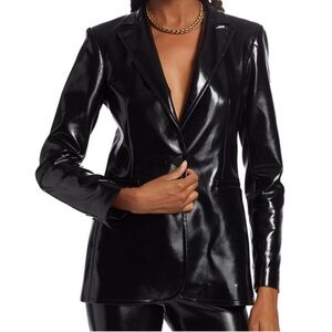 Alice and Olivia Breann Shiny Faux Leather Blazer